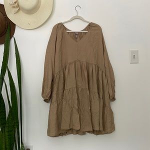 VERY flowy H&M tan long sleeve dress size XXL